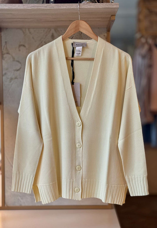 MARYLEY - Cardigan In Maglia Canarino