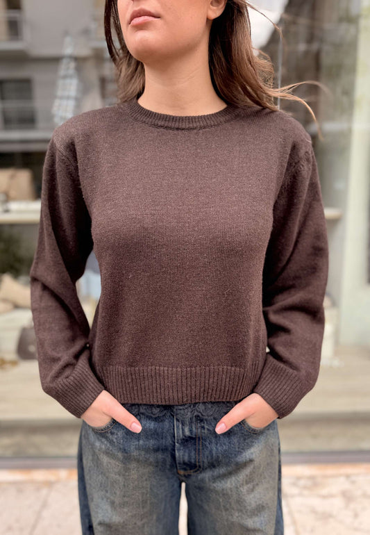 MOTEL - Pullover Lingerie Con Spallina Marrone