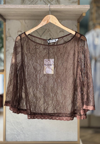 PLEAASE - Maglia Pizzo Tabacco