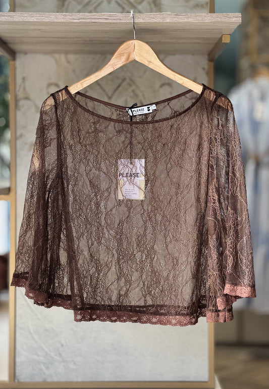 PLEAASE - Maglia Pizzo Tabacco