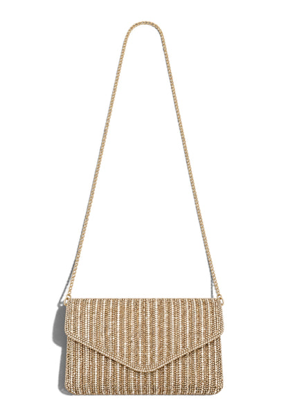 NUNZIA - Borsetta Pochette Strass Oro