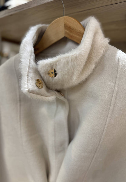 ALEX & MAX - Poncho Con Ecopelliccia Avorio