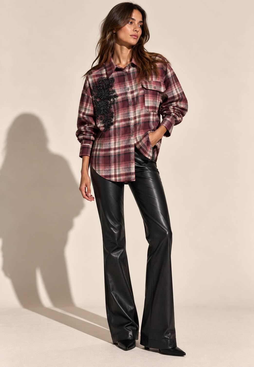 MINERVA - Camicia In Check Con Applicazione