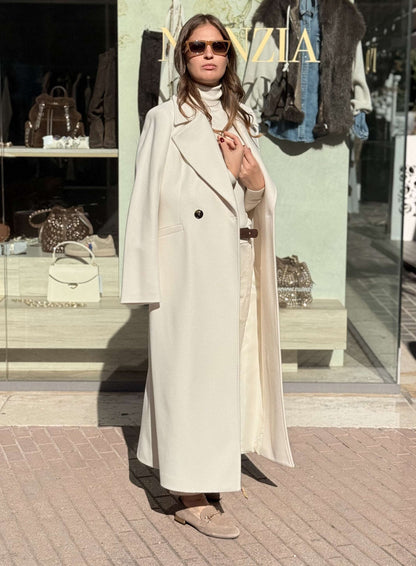 LE STREGHE - Cappotto Lungo Monopetto Latte