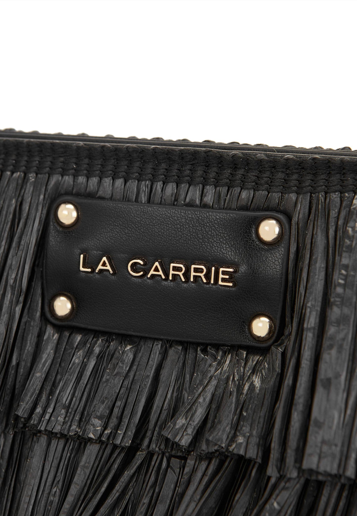 LA CARRIE - Pochette In Raffia Sunflower Nero
