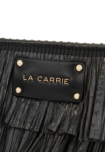 LA CARRIE - Pochette In Raffia Sunflower Nero