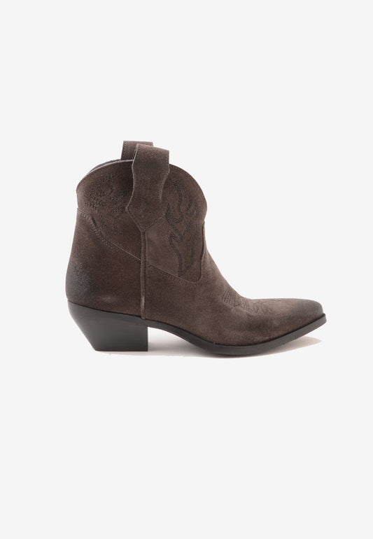 DIVINE FOLLIE - Stivaletto Texano Velour Carbone