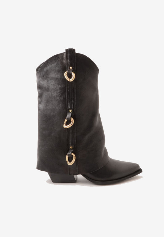 DIVINE FOLLIE - Stivale Anelli Oro Nero