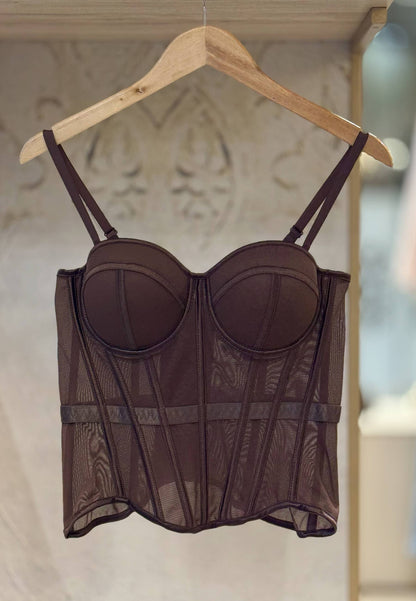 NUNZIA - Corsetto Bustier Marrone