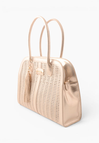 LA CARRIE - Borsa A Mano Intrecciata Oro