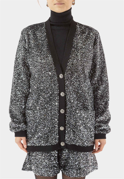 MOTEL - Cardigan Paillettes Argento