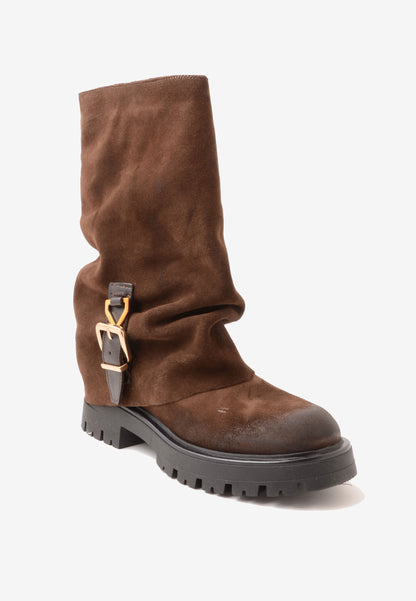 DIVINE FOLLIE - Stivale Risvolto Camoscio Tmoro