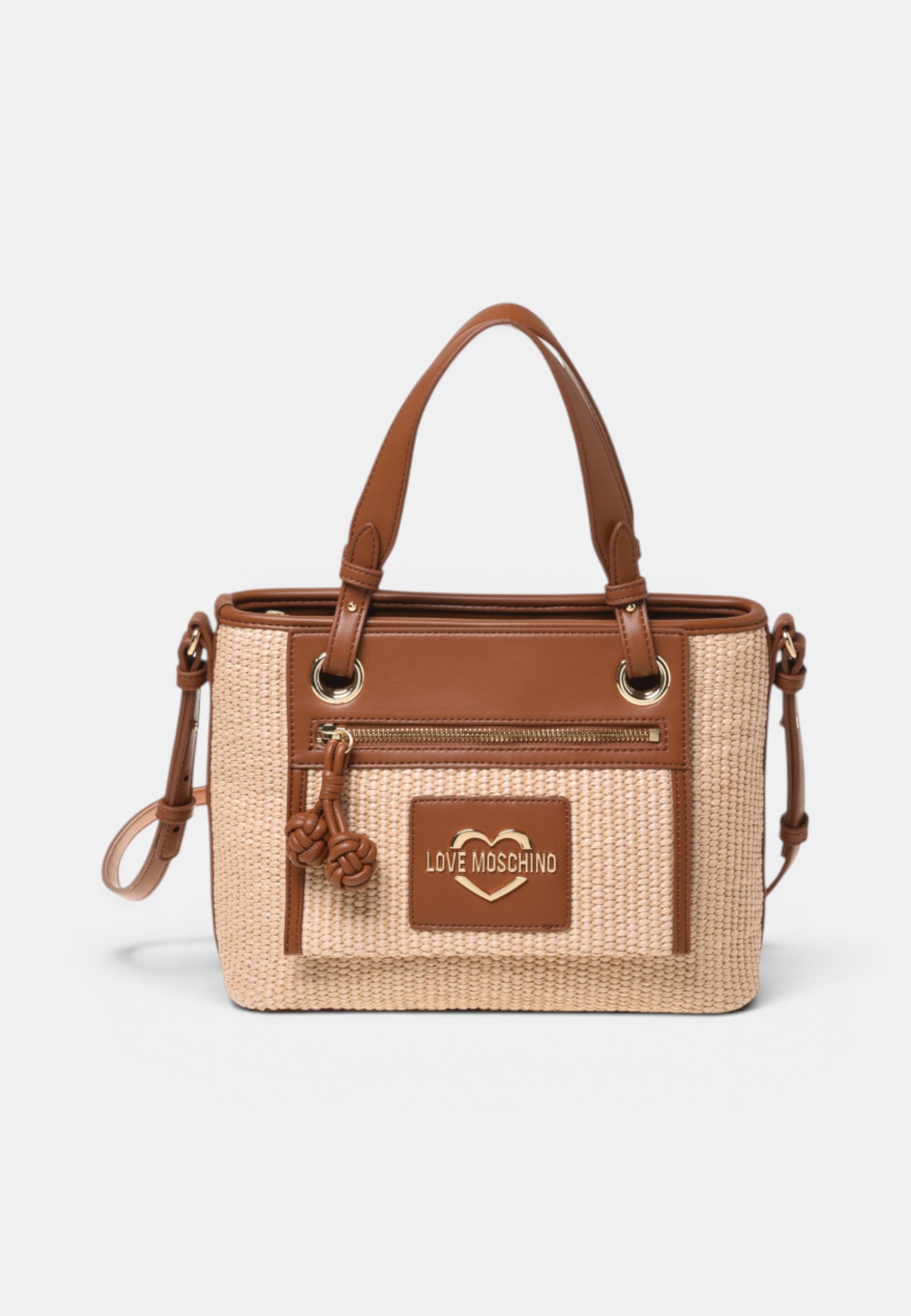 LOVE MOSCHINO - Borsa A Mano In Raffia Cuoio