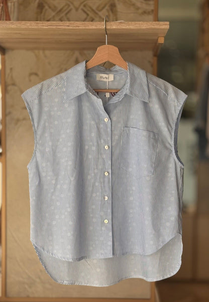 MOTEL - Camicia Smanicata Saint Tropez Celeste