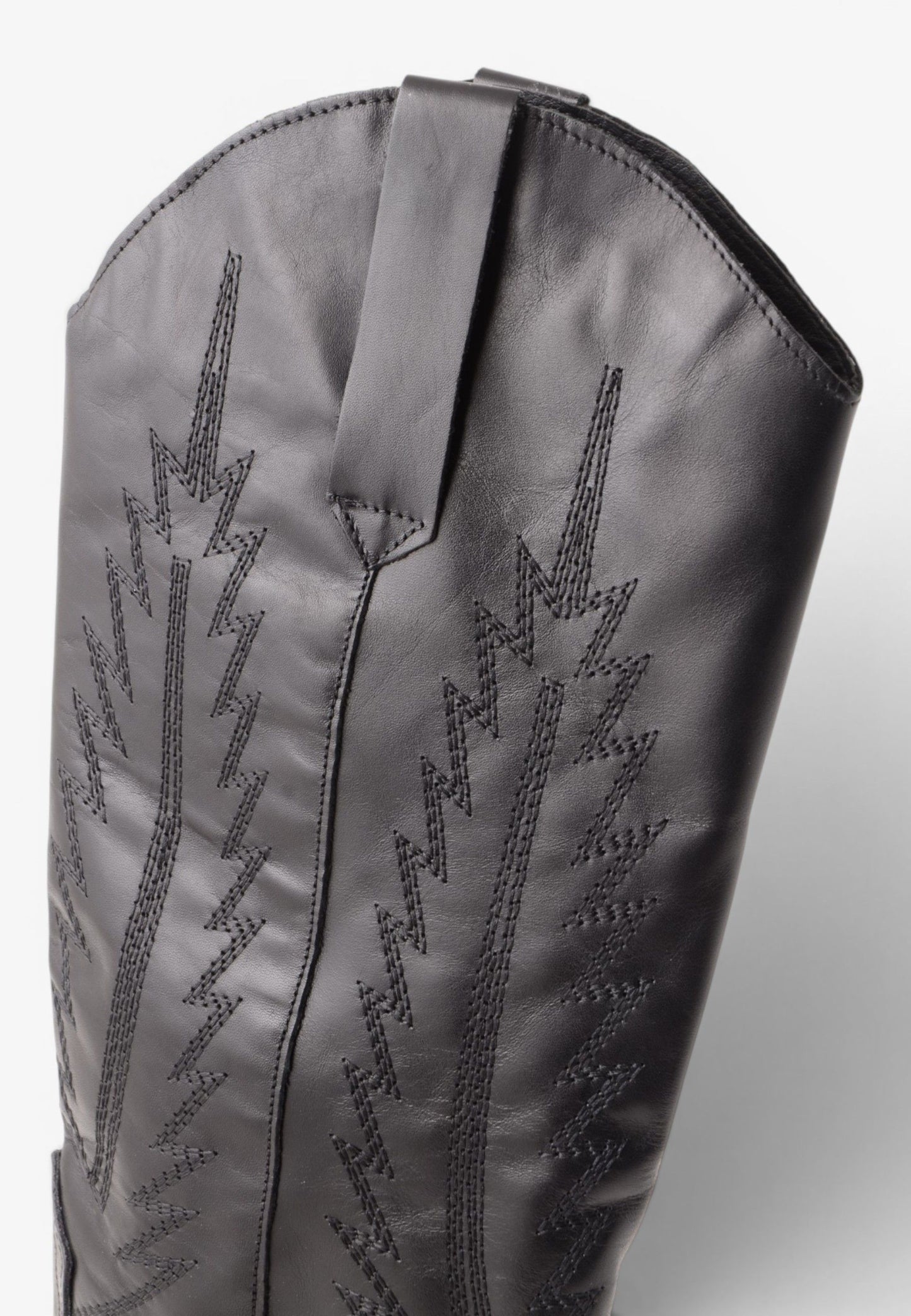 DIVINE FOLLIE - Stivale Camperos Alto in Pelle con Ricami Western Nero