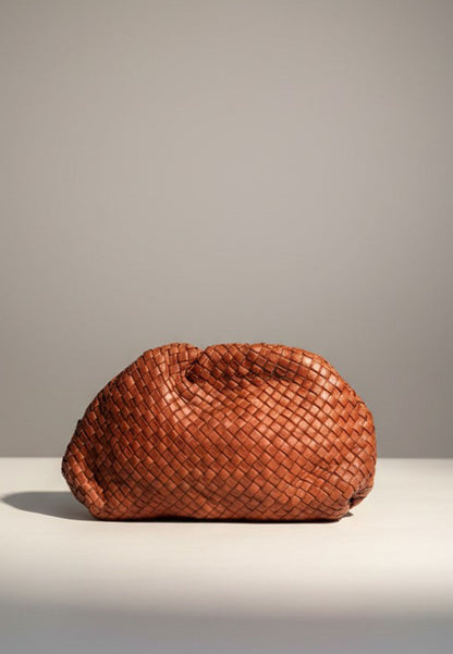 NUNZIA - Borsa Clutch Intreccio Vera Pelle Cuoio