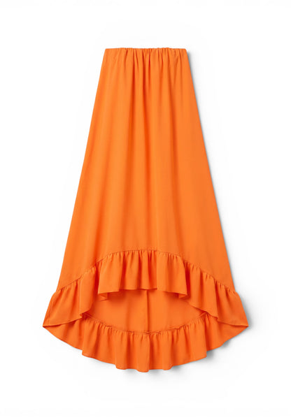 MINERVA - Abito Fascia Asimmetrico con Balza Arancio