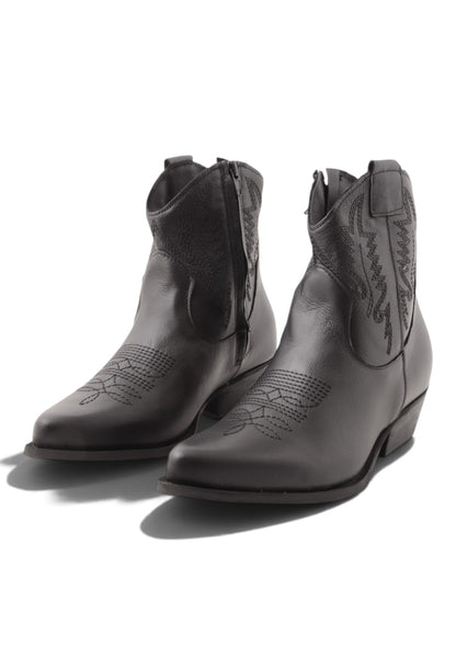 DIVINE FOLLIE - Stivaletti Camperos Con Ricami Nero
