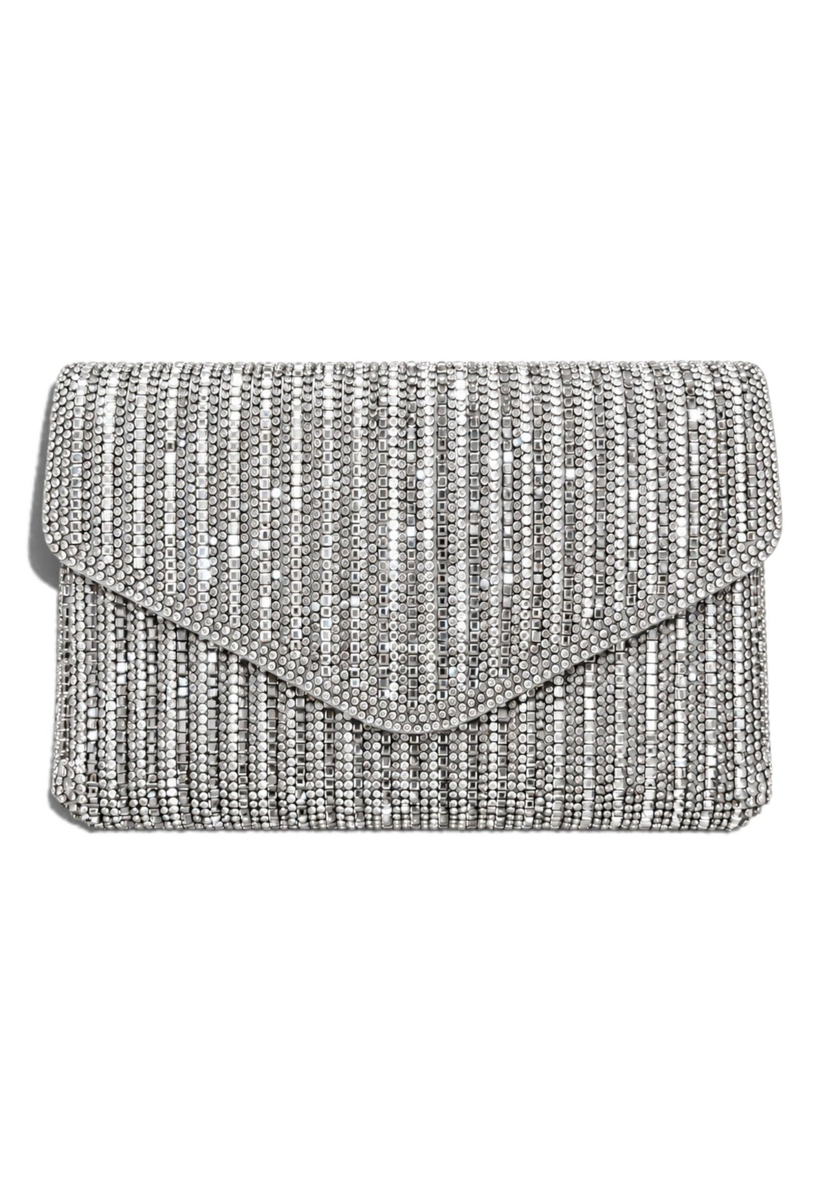 NUNZIA - Borsetta Pochette Strass Argento
