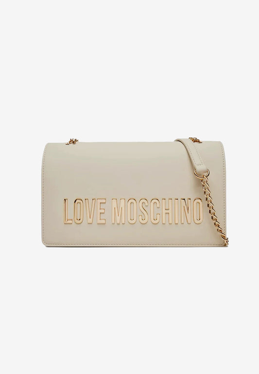 LOVE MOSCHINO - Borsa A Spalla Lettering Soft Touch Avorio