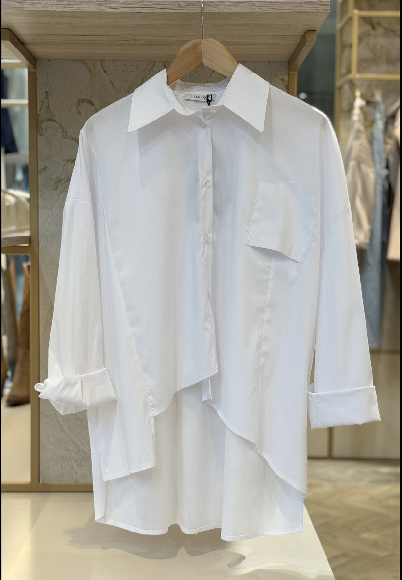 SUSY STAR CURVY - Camicia Asimmetrica Bianca