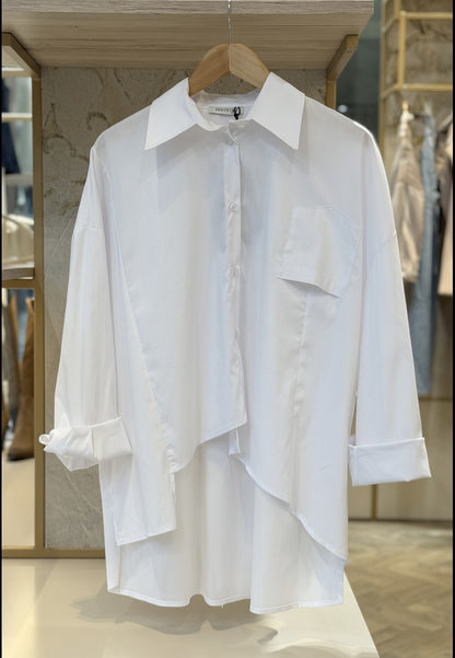 SUSY STAR CURVY - Camicia Asimmetrica Bianca