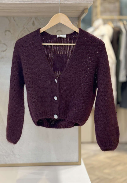 LE STREGHE - Cardigan In Mohair Vino
