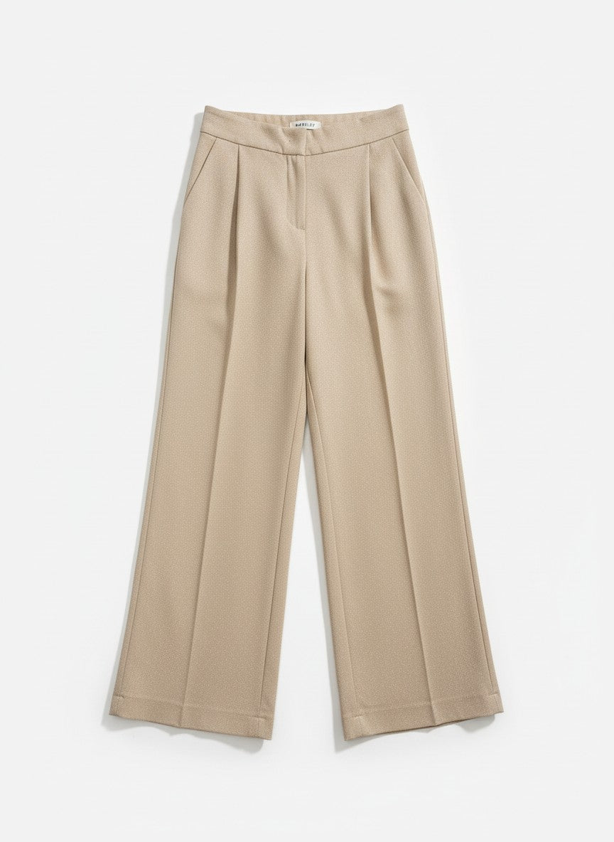 MARYLEY - Pantalone A Palazzo Spinato Sabbia