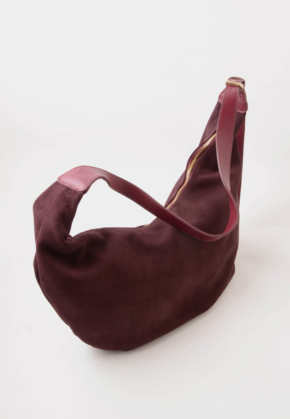 NUNZIA - Borsa Camoscio Grande A Spalla Burgundy