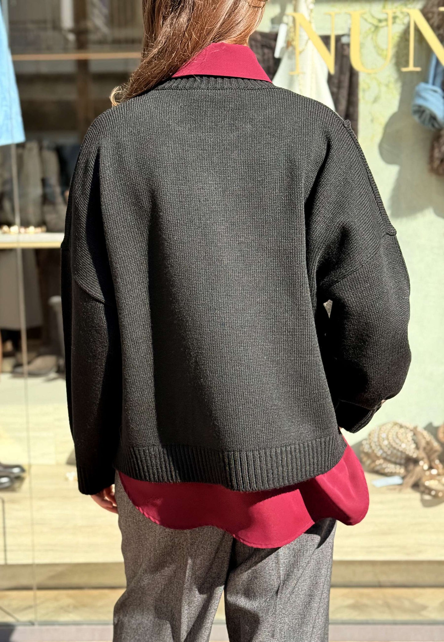 MOTEL - Pullover Rombi Girocollo Nero