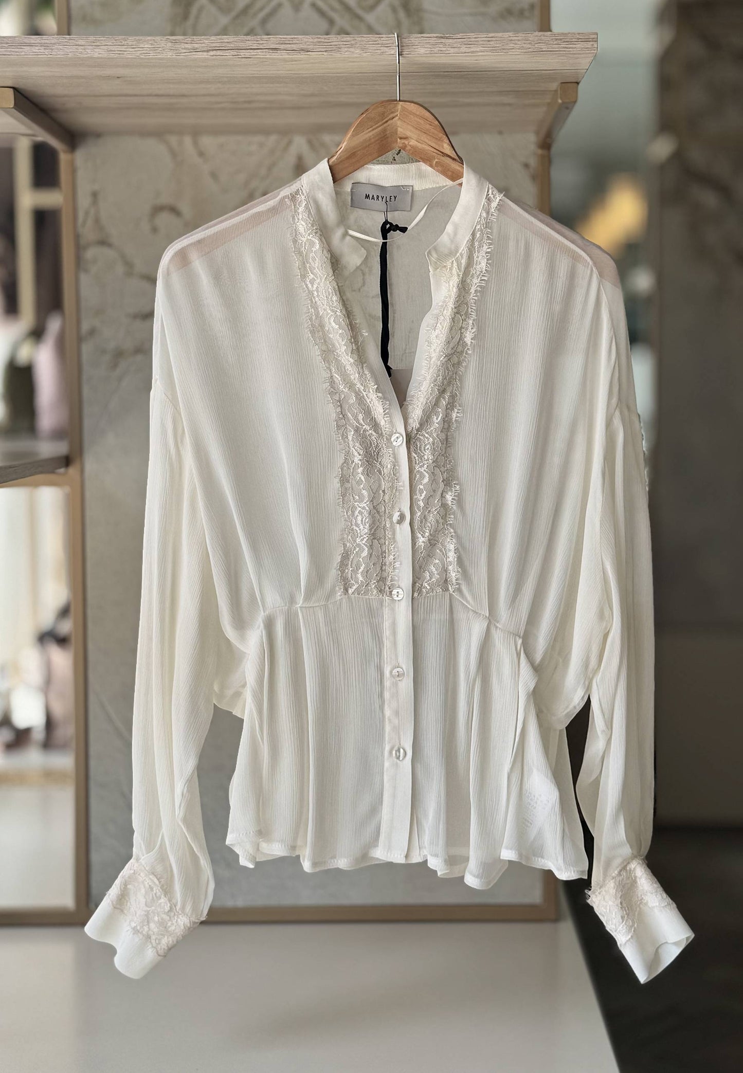 MARYLEY - Camicia Pizzo Avorio