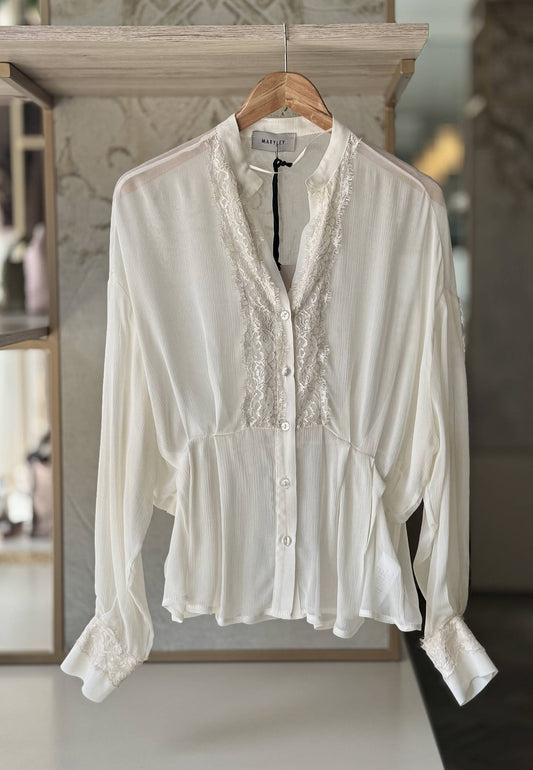 MARYLEY - Camicia Pizzo Avorio