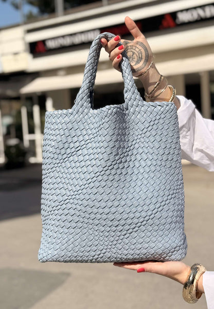 NUNZIA - Borsa A Mano Intreccio Cielo