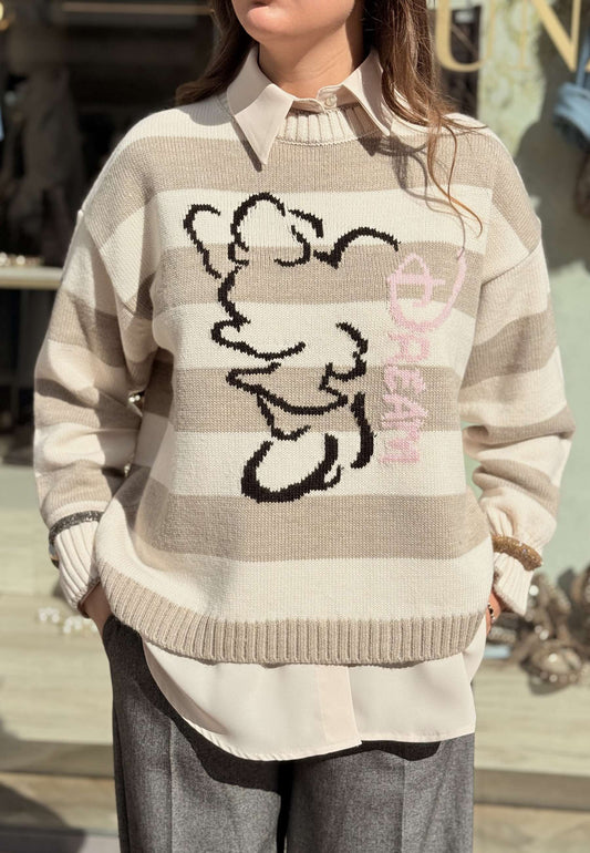 MOTEL - Pullover A Righe Minnie