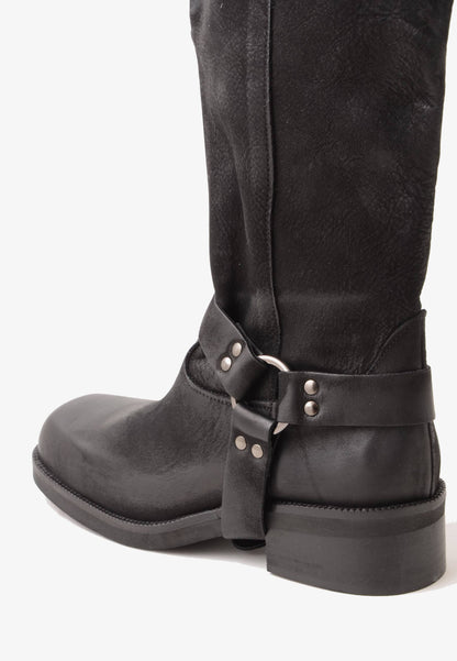 DIVINE FOLLIE - Stivale Bikers Nabuk Nero