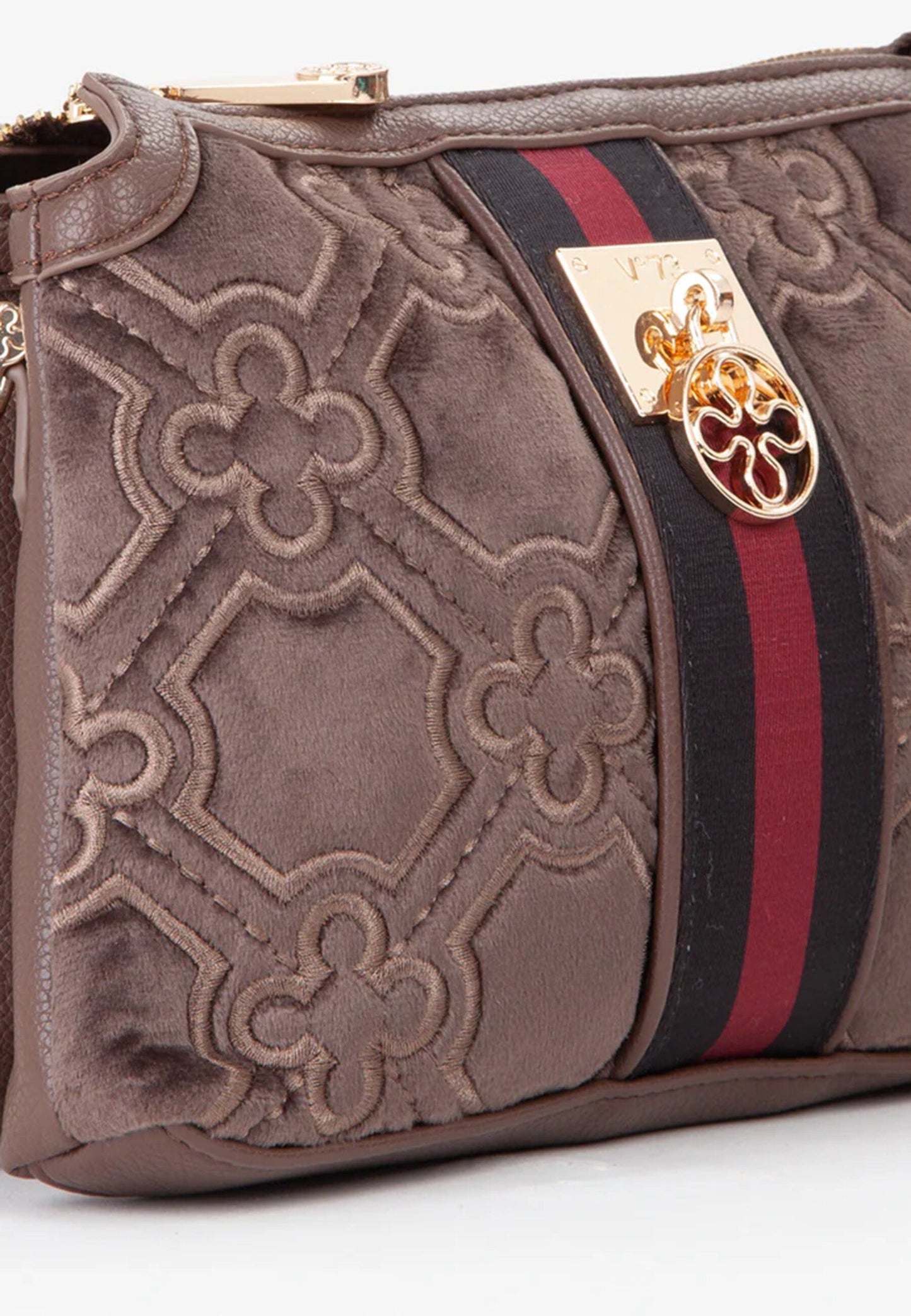 V73 - Borsa A Tracolla Velluto Taupe