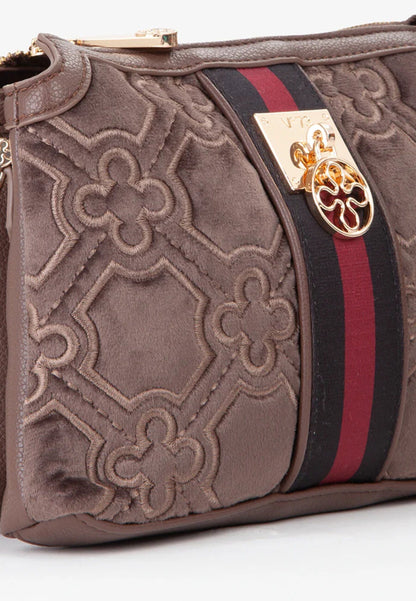 V73 - Borsa A Tracolla Velluto Taupe