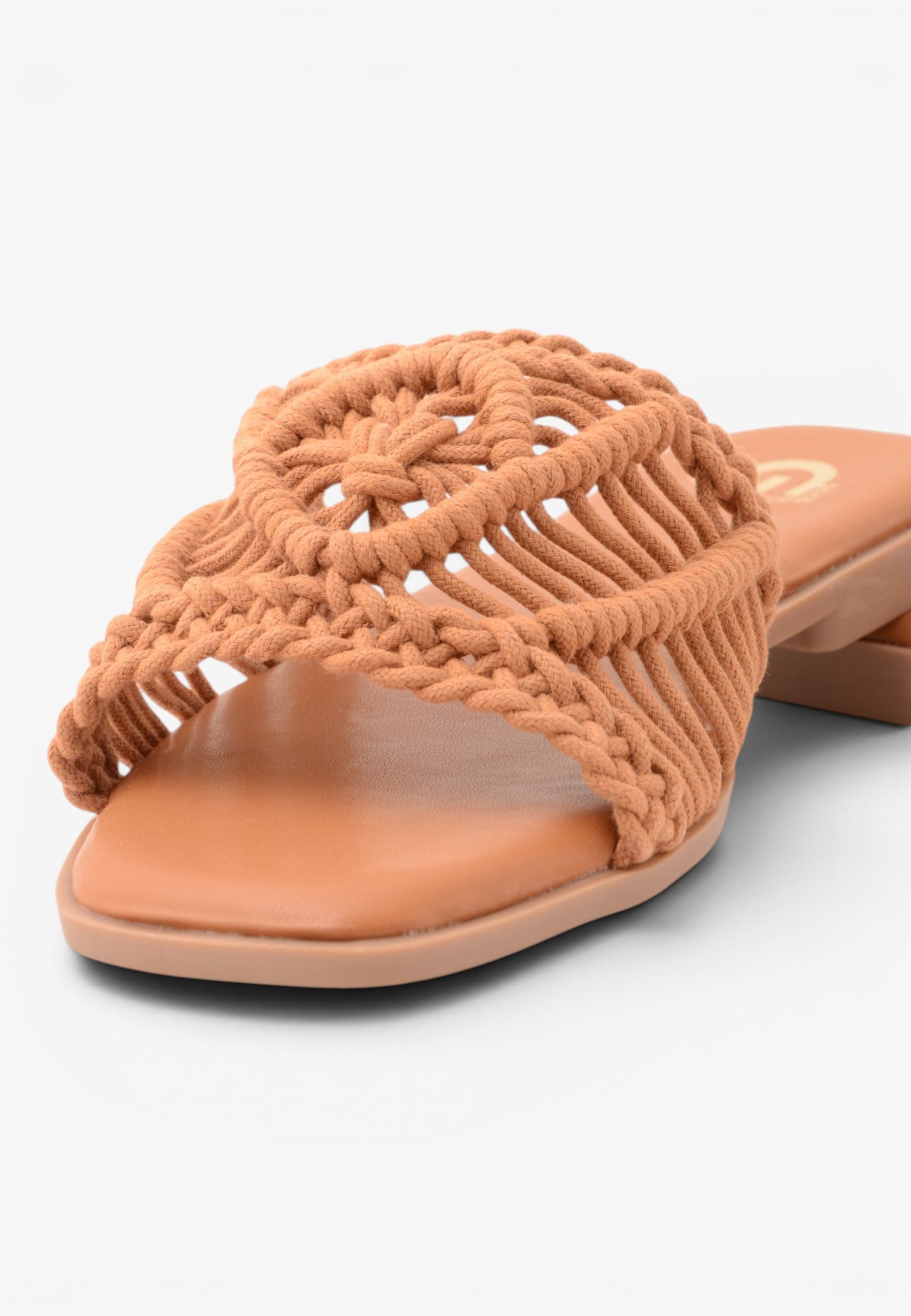 GOLD&GOLD - Ciabattina Macramè Camel