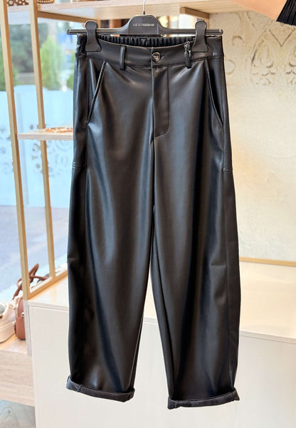 LE STREGHE - Pantalone In Ecopelle Nero