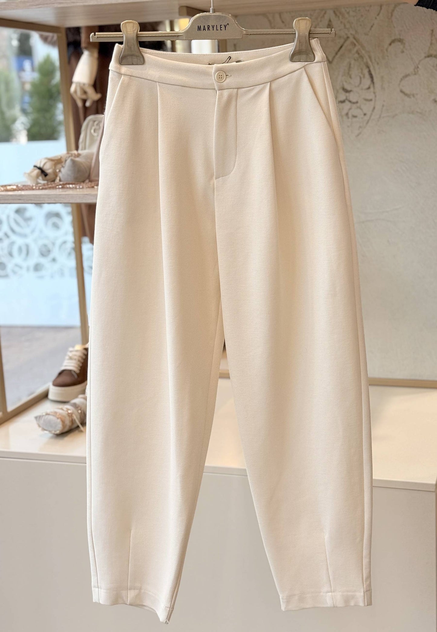 MARYLEY - Pantalone Barrel Avorio