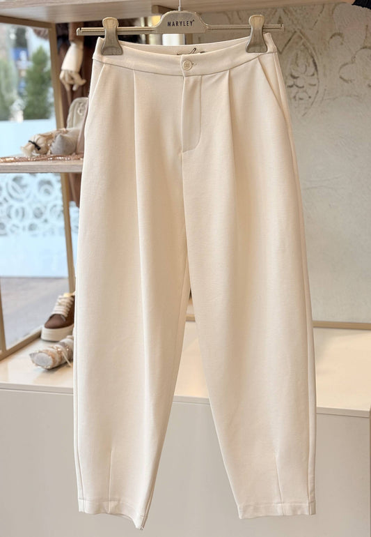 MARYLEY - Pantalone Barrel Avorio