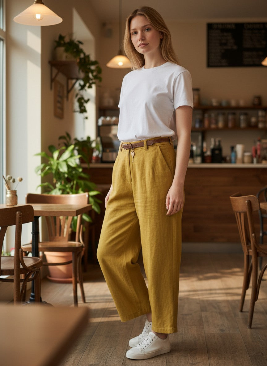 MARYLEY - Pantalone Largo Olio