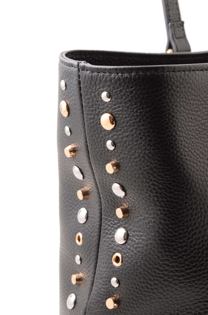 LA CARRIE - Shopping Bag Explosion Vera Pelle Nero