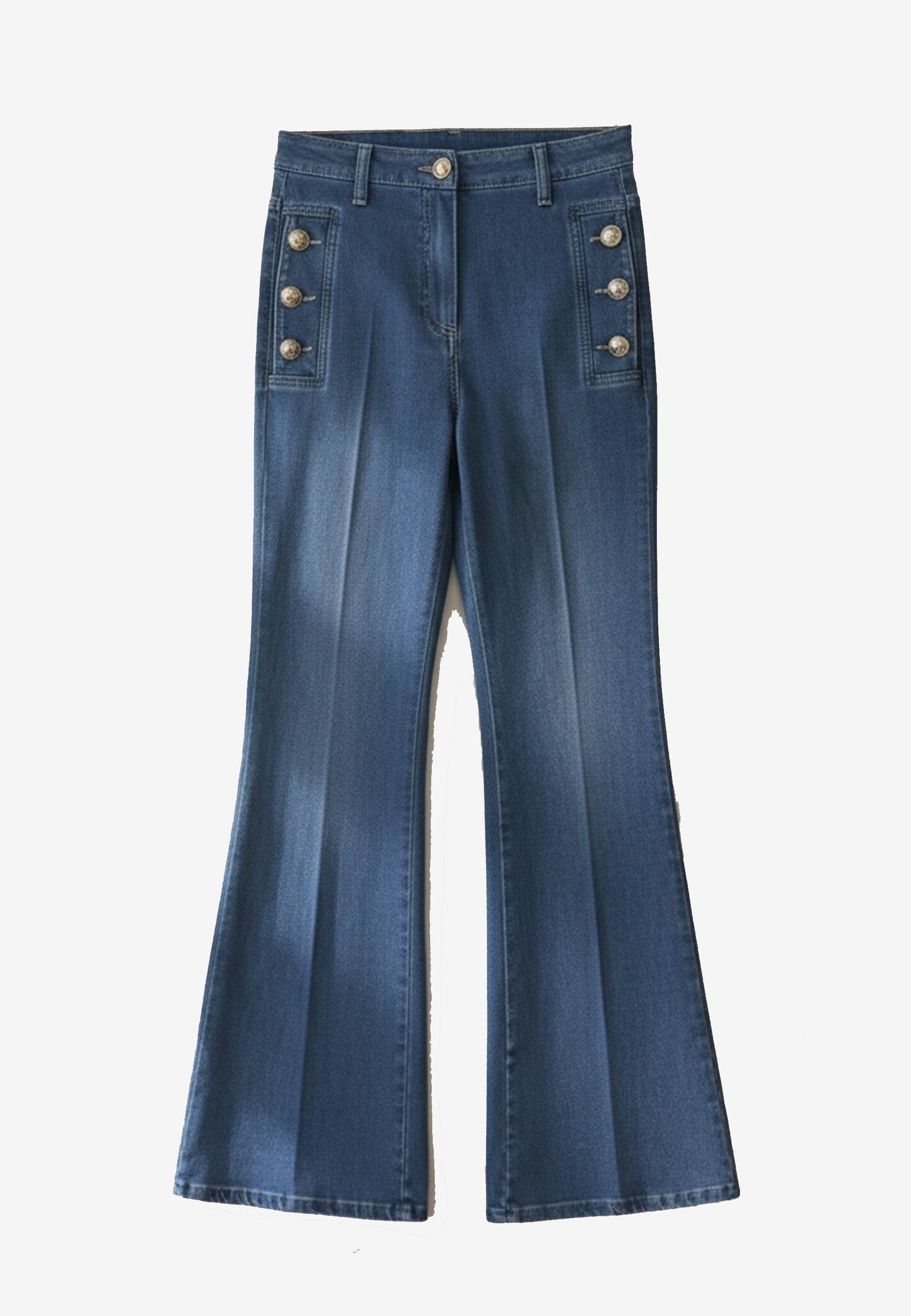 MARYLEY - Jeans Bottoni Oro Denim Scuro