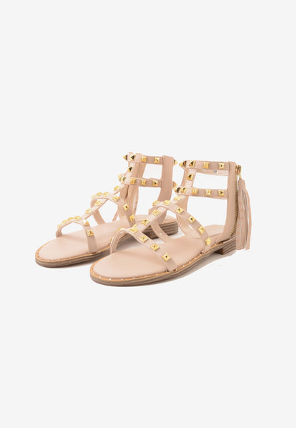 DIVINE FOLLIE - Sandalo Borchie Zip Nude
