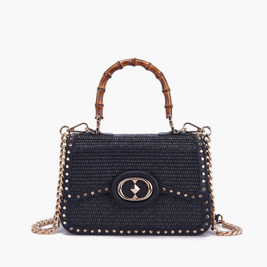 LA CARRIE - Raffia Handbag Black