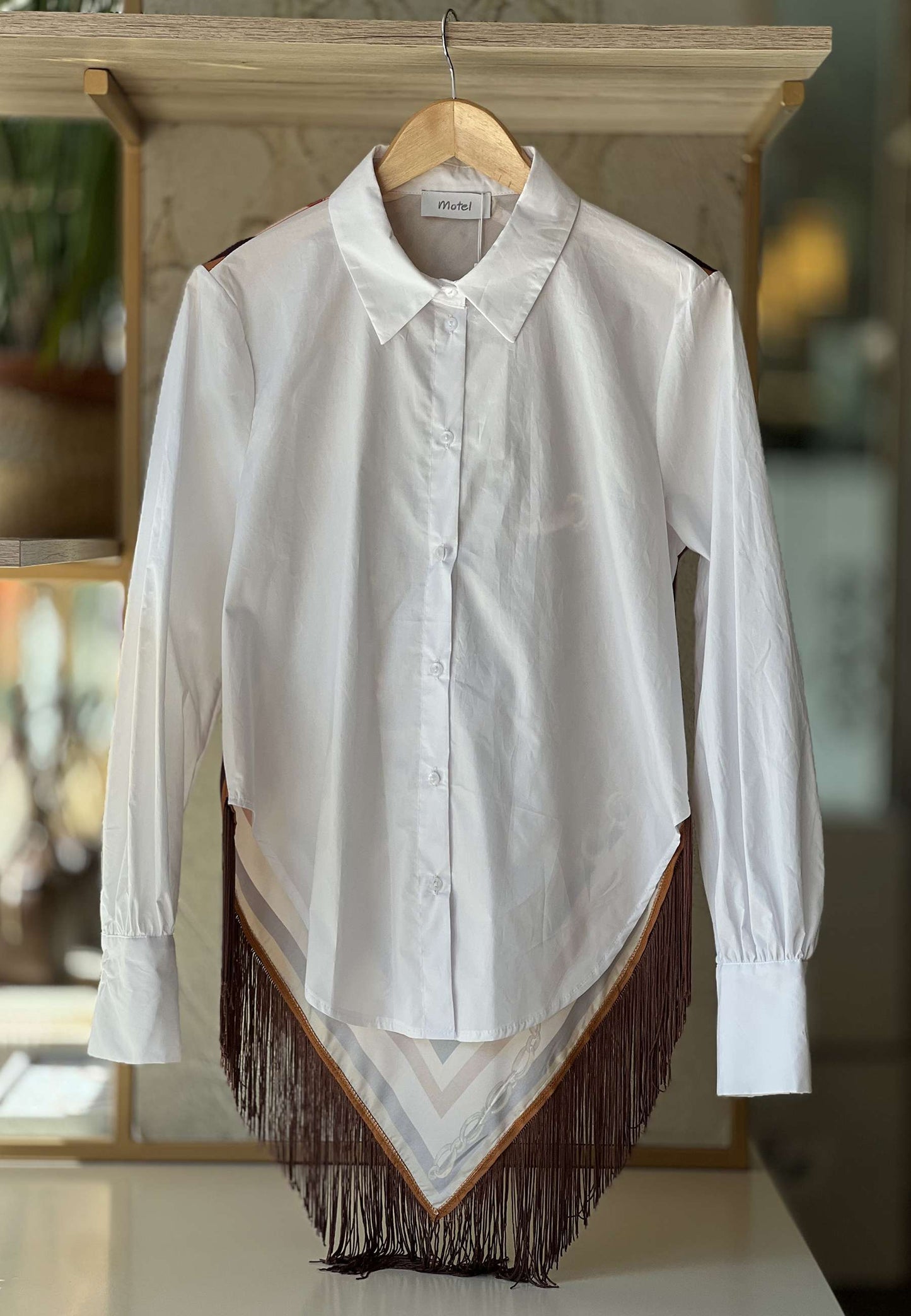 MOTEL- Camicia Foulard Frange Cioccolato