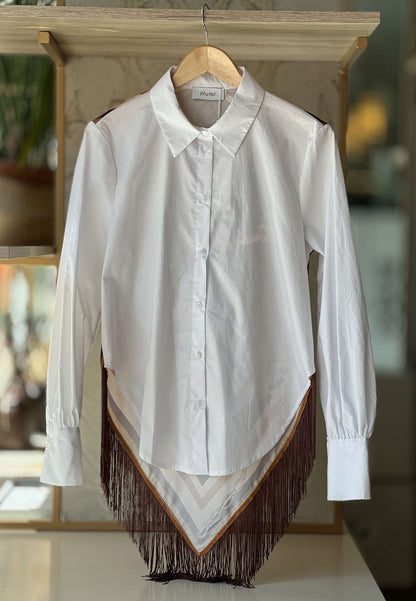 MOTEL- Camicia Foulard Frange Cioccolato
