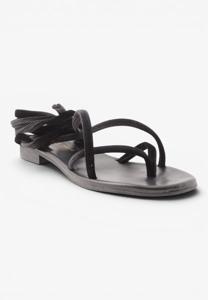 DIVINE FOLLIE - Sandalo Basso Alla Schiava In Velluto Nero