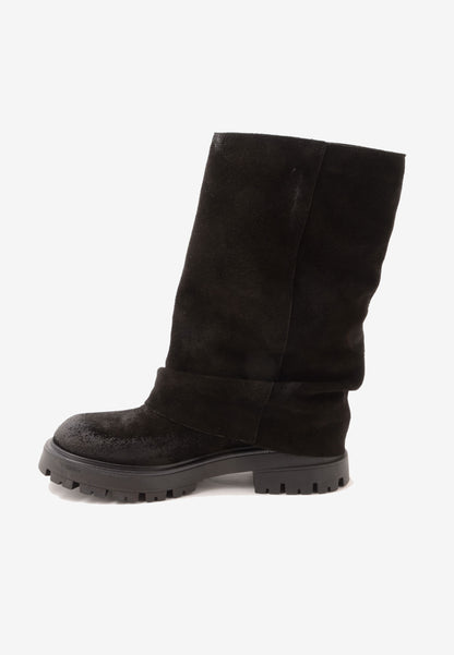 DIVINE FOLLIE - Stivale Risvolto Camoscio Nero